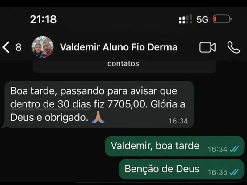 Aluno faturou R$ 7.705 em 30 dias
